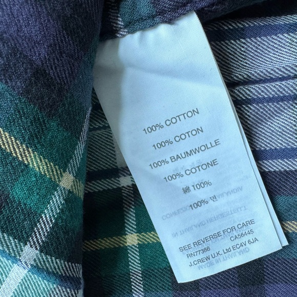 J. Crew Women’s Size 2 Plaid Flannel button up shirt green white Winter Casual - Picture 7 of 7